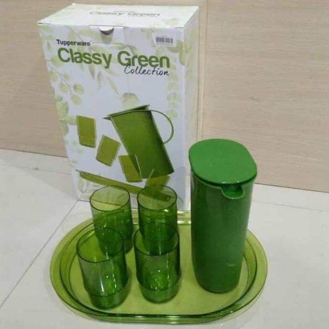 Promo Tupperware Classy Green Collection Set Paket Teko Gelas Nampan u Berkualitas