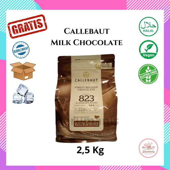 

Callebaut Milk Chocolate Couverture 823 33,6% Kemasan Asli 2,5kg ---NEW---