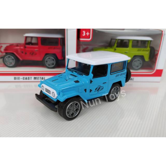 Diecast Jeep Hardtop Offroad Biru Ban Karet