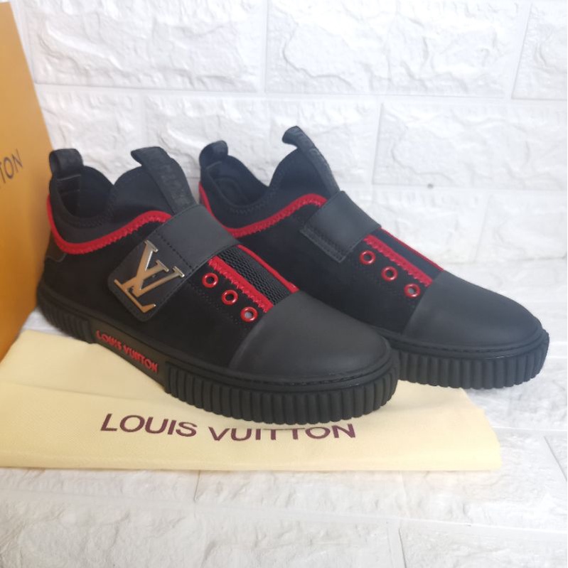 sepatu lv sneaker lou is vuitton pria hitam shoes men cowok P1SHOES kulit asli mirror quality