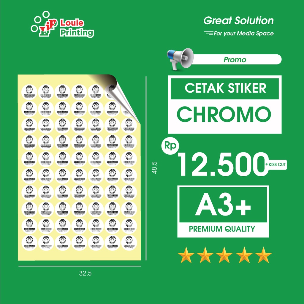 

Louie Printing Stiker Chromo Label Makanan Print A3+ + Kisscut