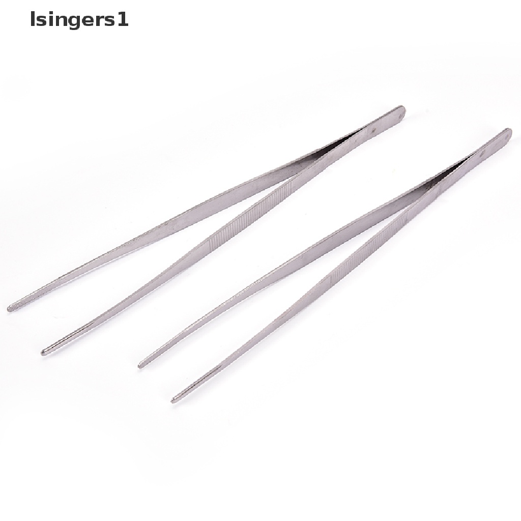 (lsingers1) Pinset Panjang Lurus 12 &quot;30cm Bahan Stainless Steel Warna Silver