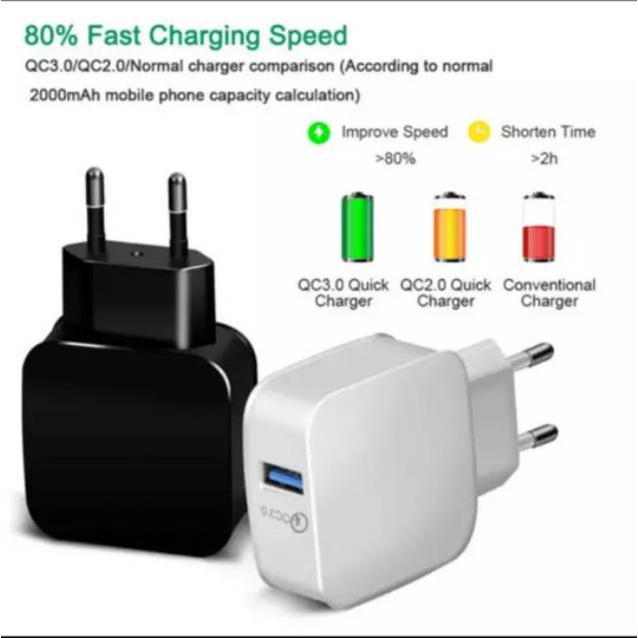 adaptor charger qualcomm quick charger 3.0 1 port fast charging kepala casan batok charger