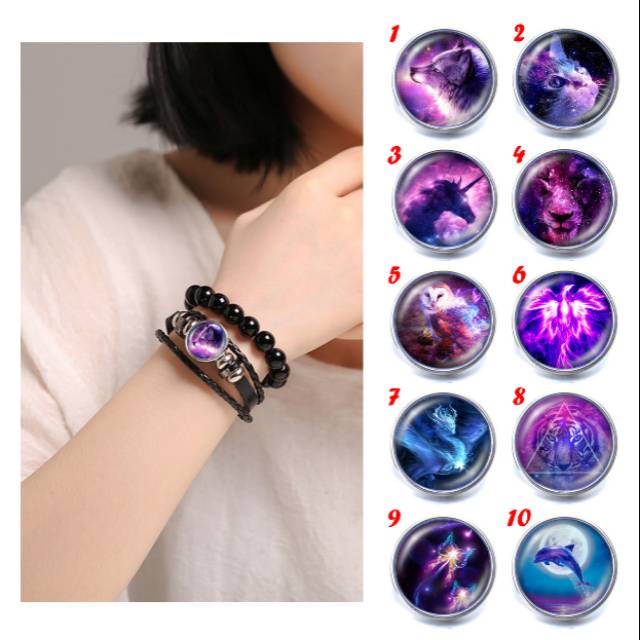 Terbaru! Gelang Custom Tema Galaxy Hewan Cantik Kulit Multilayer