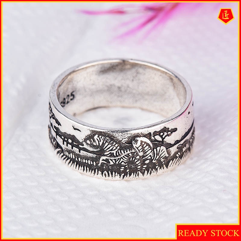 [Ready Stock]925 Silver Retro Creative Animal Forest Ring