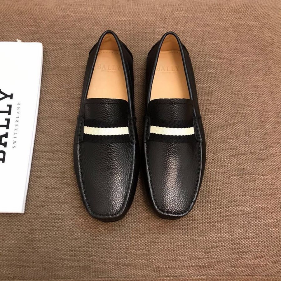 sepatu loafer pria bal ly hitam men shoes slip on kulit asli p1shoes