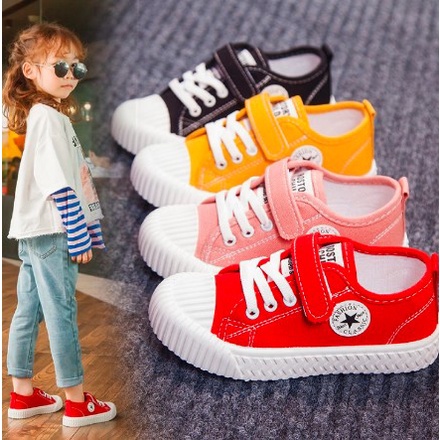 littlekiddoss SH19102 Sepatu Kanvas Anak Sepatu Star Perekat Tali Import Termurah 22-37