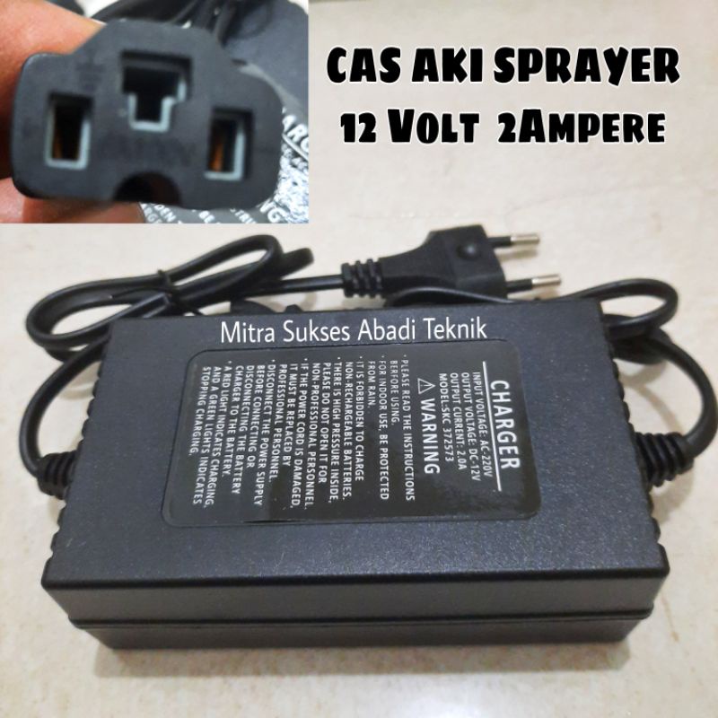 Cas Aki Sprayer Elektrik 2 Ampere Charger Aki Sprayer 12Volt 2 Ampere