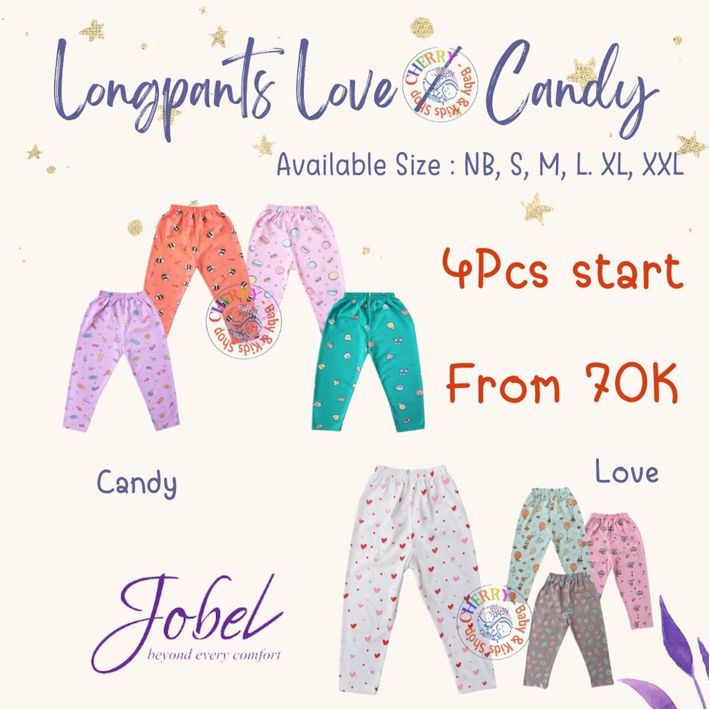 SALE Jobel Long Pants Girl Candy Bamboo Love Edition (0-5 tahun) CBKS SO