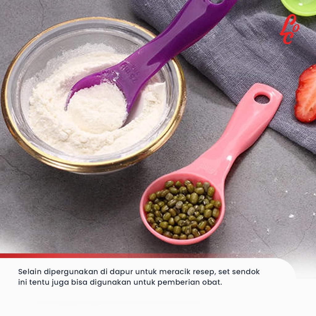 Sendok Takar Takaran Bahan Bumbu Dapur Set 5 in 1 cocok untuk Mpasi Kopi Kue Warna Warni Serbaguna