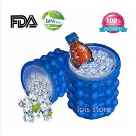 [PERLATAN RUMAH] - Ice Genie Pencetak Es Batu Ice Cube Maker 3D Silicone Mold - C01 - BlueIce