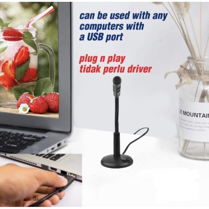 Microphone USB Dekstop U04 - USB Microphone Gaming - Mic Condenser USB U04 -