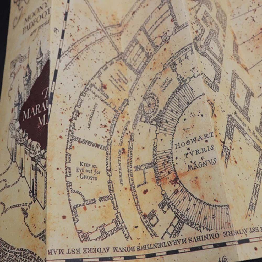 Lanfy Mainan Peta Aksi Harried Siswa Anak-Anak Cosplay Surat Penerimaan Tiket Mainan Sekolah 77 cm * 22 cm Peta Map of Wizarding World