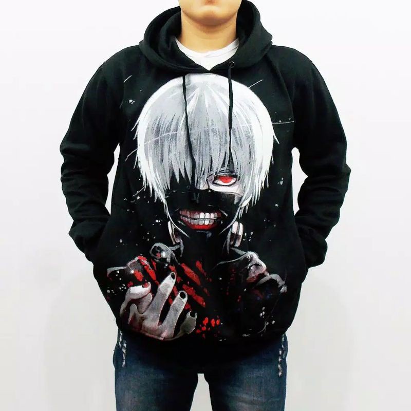 Hoodie Anime Terbaru  Kaneki TOKYO GHOUL / Jaket Anime Kaneki Tokyo Ghoul 3D Full Print / Jaket Hoodie Anak motif Anime Kaneki / Jaket Anime Pria dan wanita Tokyo Ghoul