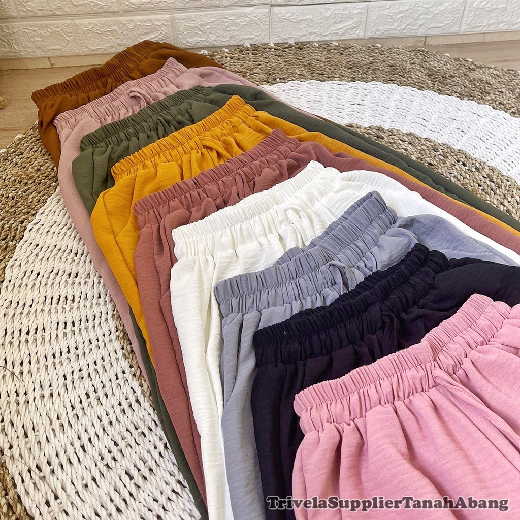 TRIVELA - Hanna Kulot Cringkel Full Karet Premium ANTI NGATUNG / Kulot Jeans Premium Highwaist SJJ