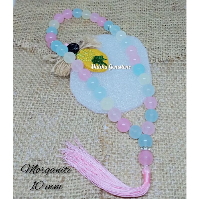 TASBIH BATU MORGANITE 33 BUTIR 10 MM 100% NATURAL