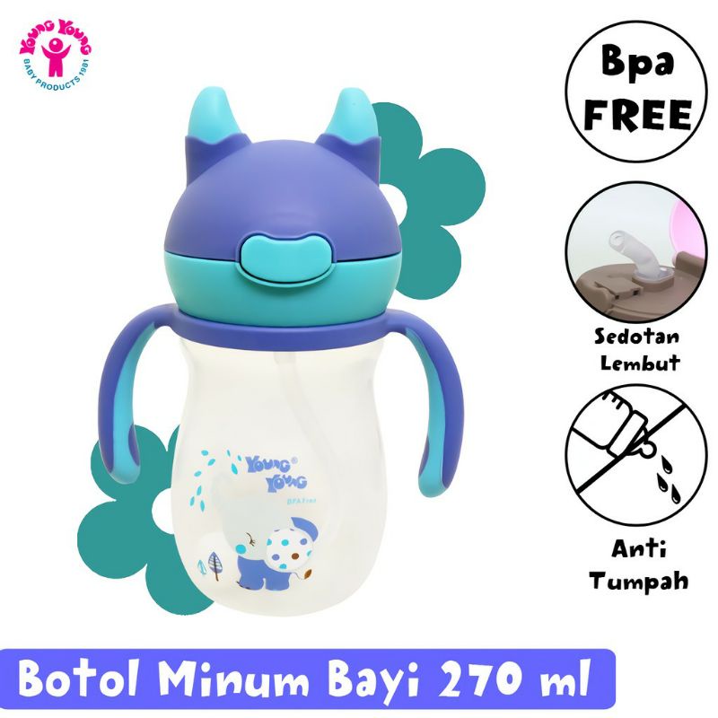 YOUNG YOUNG Botol Minum Bayi Anti Tumpah 270 ML Straw Cup Water Bottle IL-907