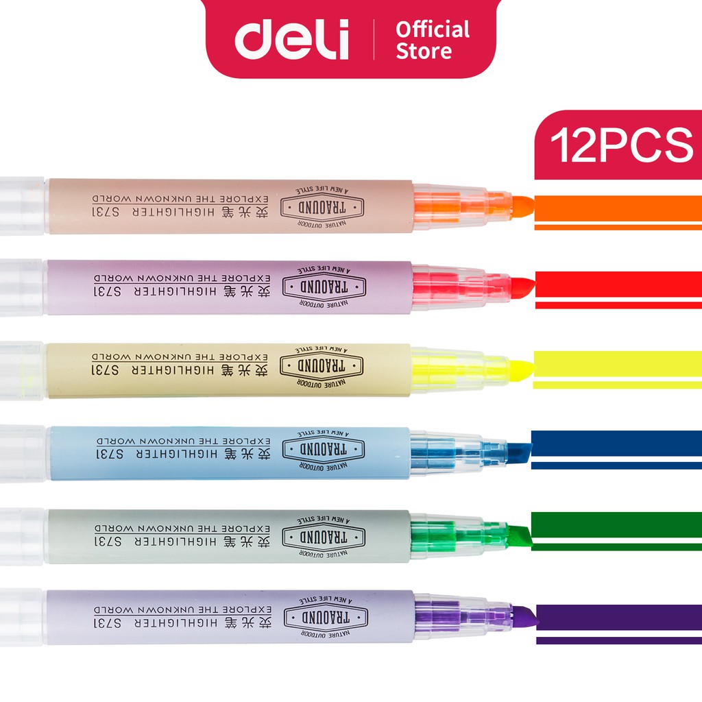 

Deli Highlighter 6-color Student Candy Color Tasteless Inclined head design for free use S731