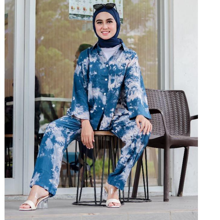 ✧Harga Grosir✧ JUMBO Babydoll Setelan Panjang Tie Dye PREMIUM SET TIEDYE PANJANG HIJAB PAJAMAS PIYAM