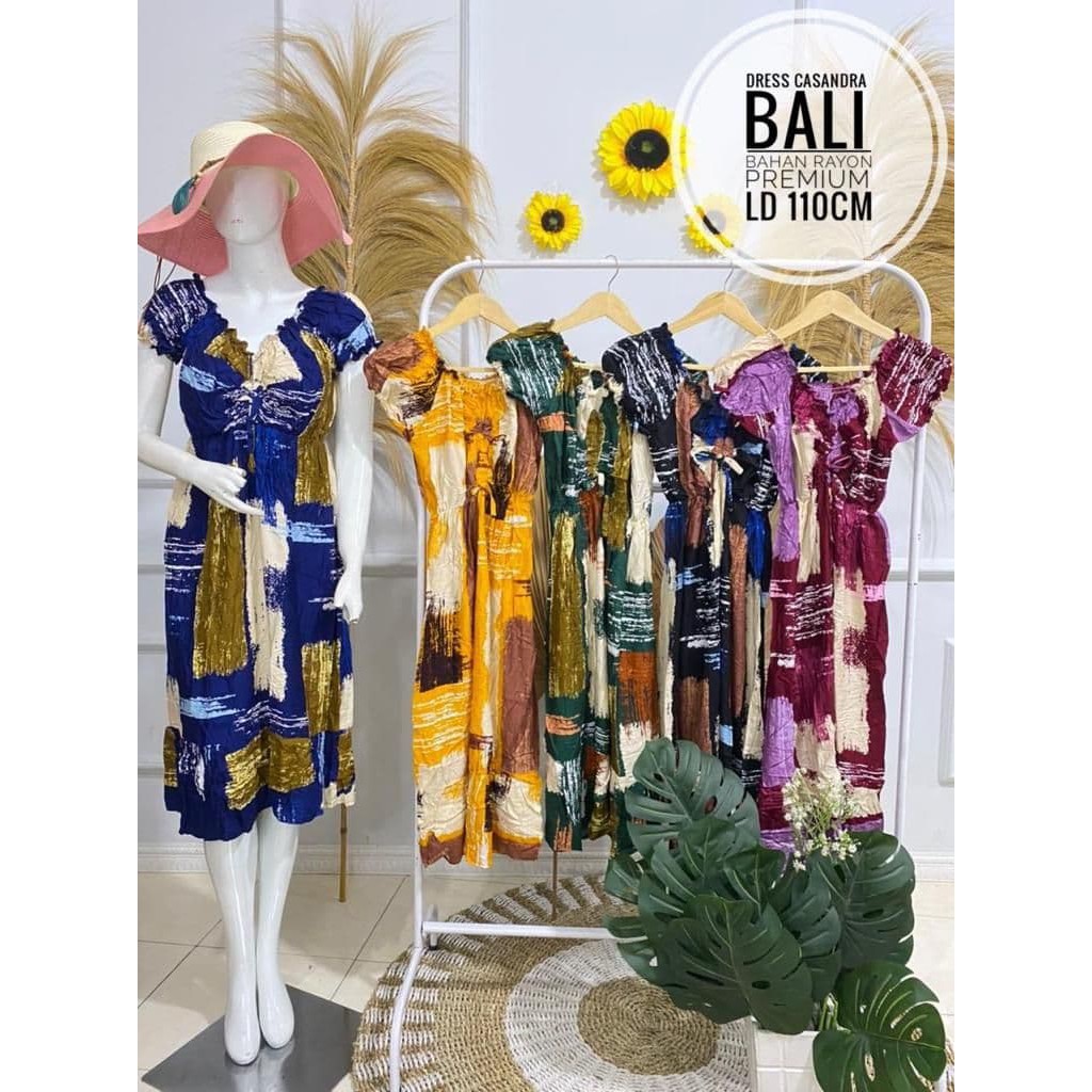 Daster Dress Casandra Serut Bali Motif 2 - Daster keren - Model Serut - Bahan Halus Adem