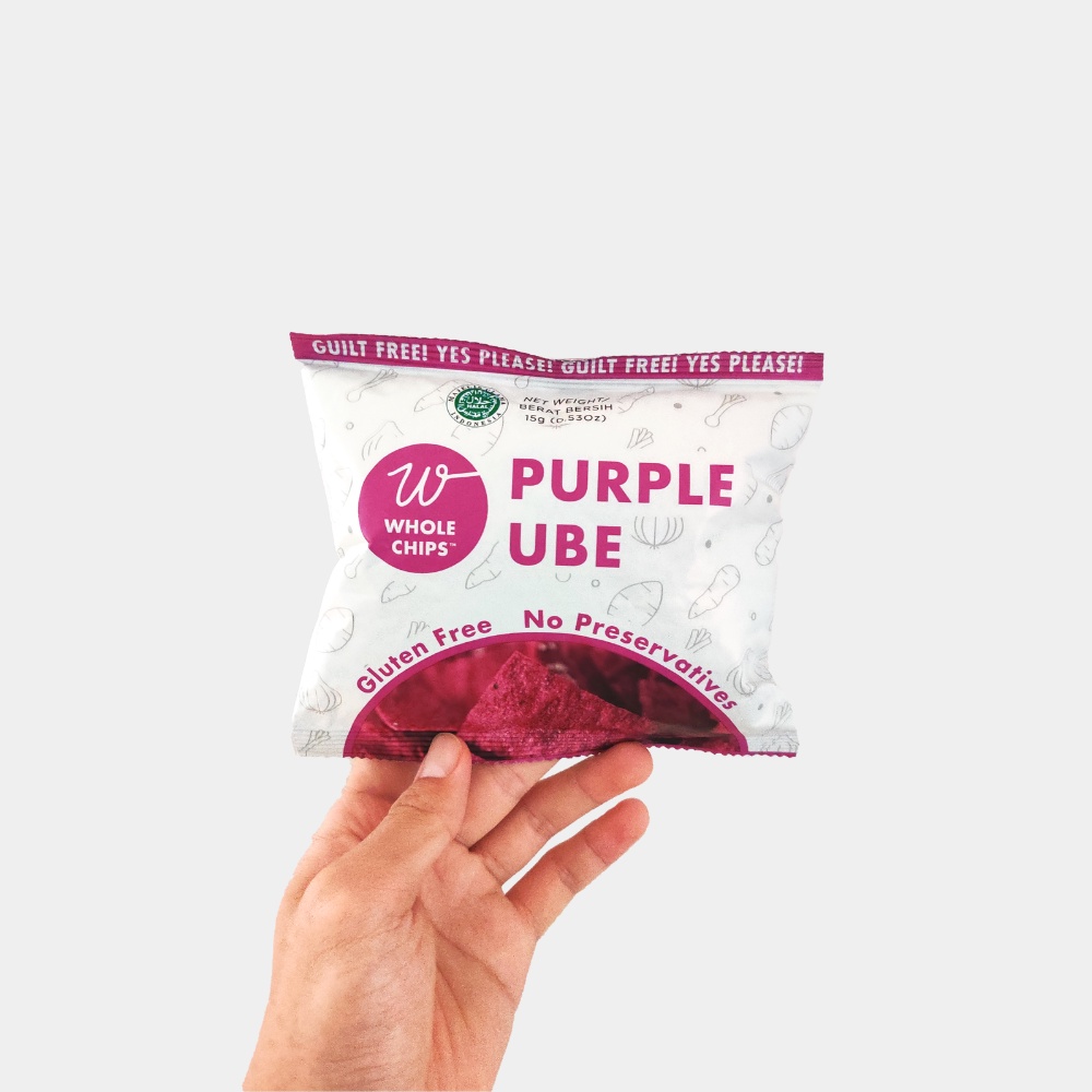 Whole Chips Keripik Ubi Ungu 15gr / Gluten Free Keripik Ubi Halal Sehat Bebas MSG / Whole Chips Purple Ube