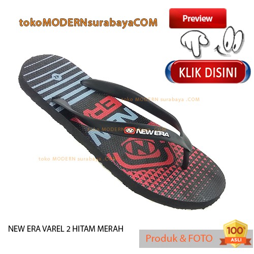 Sandal Pria jepit NEW ERA VAREL 2 HITAM MERAH Casual Karet Flip