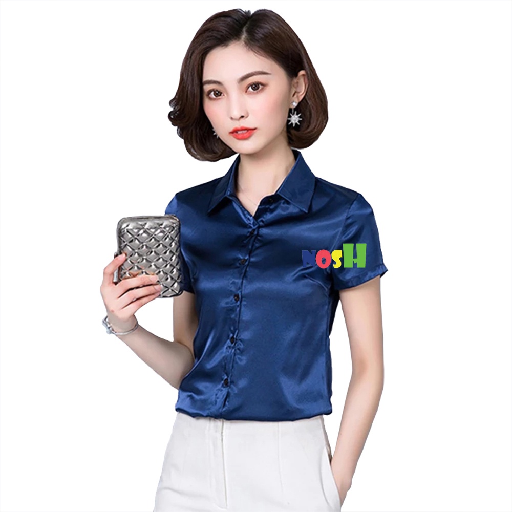 Kemeja Wanita Pendek Satin Harukka - NOSH Fashion-2