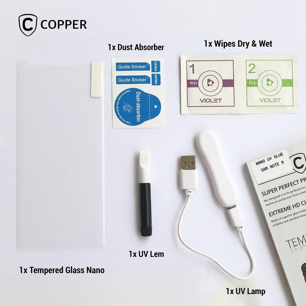 Samsung Galaxy Note 9 - COPPER Nano Uv Glue Tempered Glass