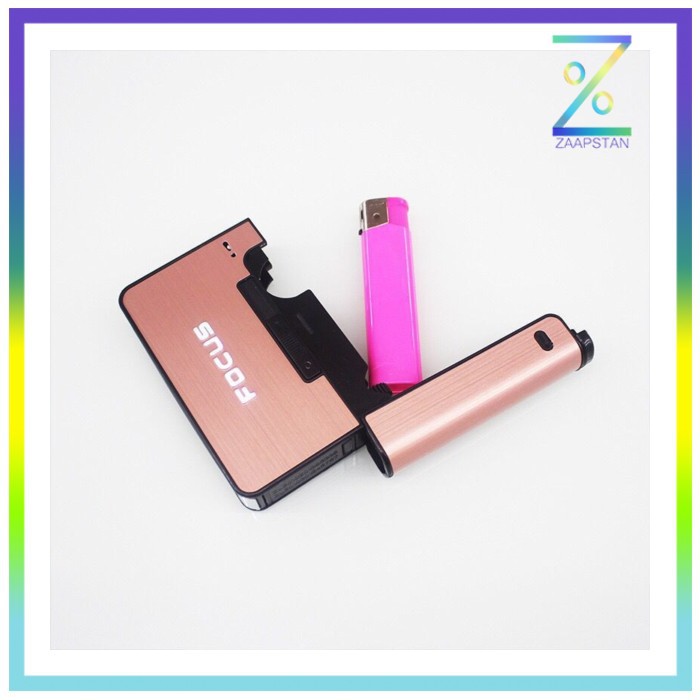 Focus Kotak Rokok Fashion Bungkus Metal Case with Lighter Golden