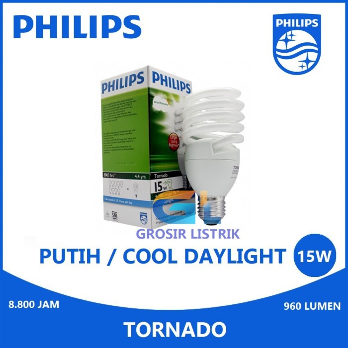 Lampu Spiral Philips Tornado 15Watt, 15W, 15 Watt, 15 W