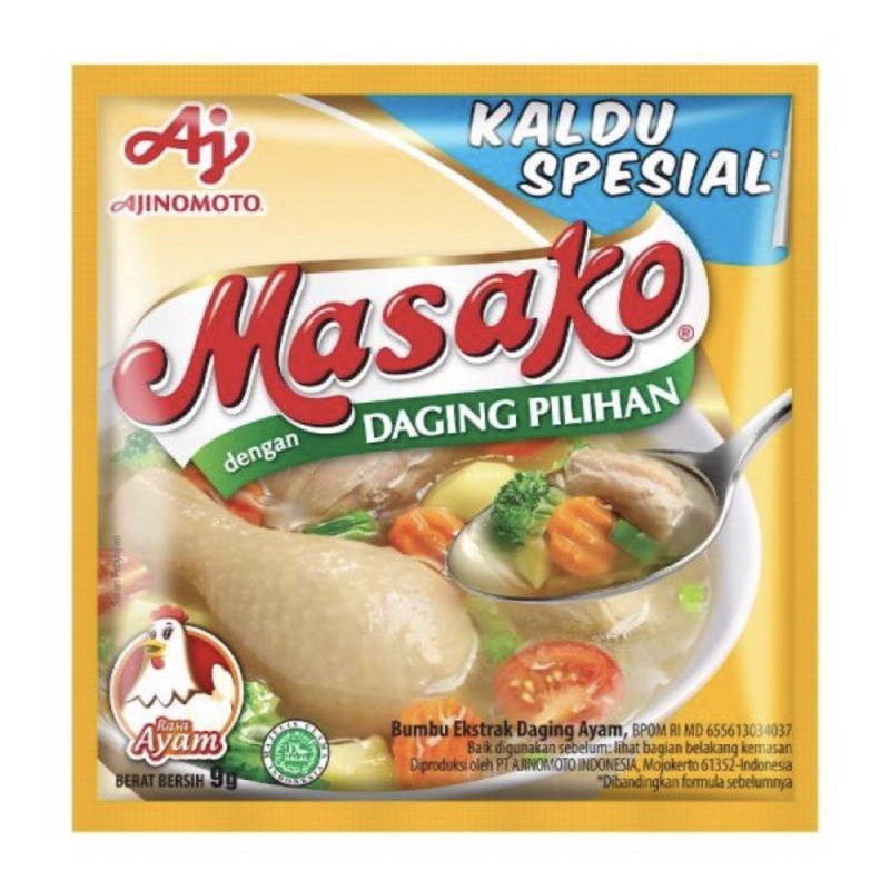 

Masako rasa ayam 9 gr x 12 sacet [1 Renceng]