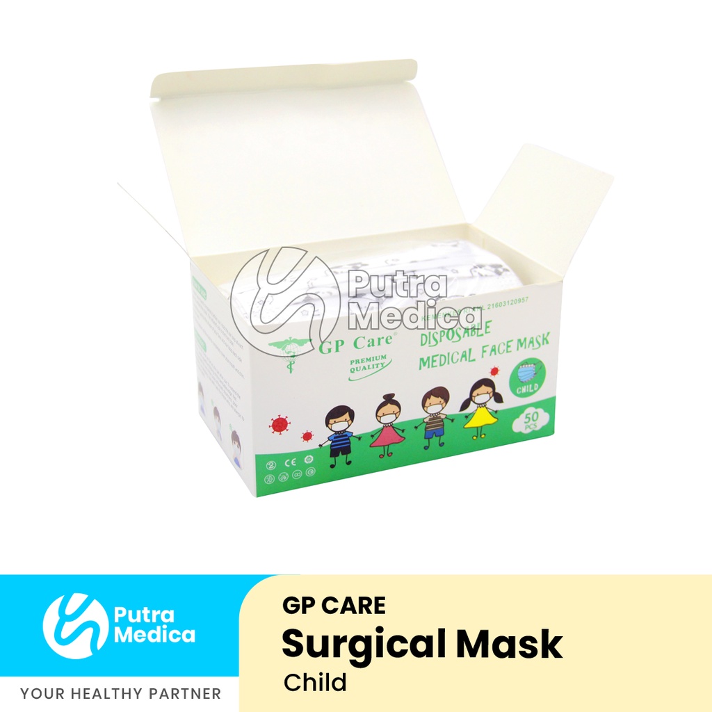 GP Care Disposable Medical Face Mask Child 3 Ply - 1 Box / Masker Anak / Alat Perlindungan Diri