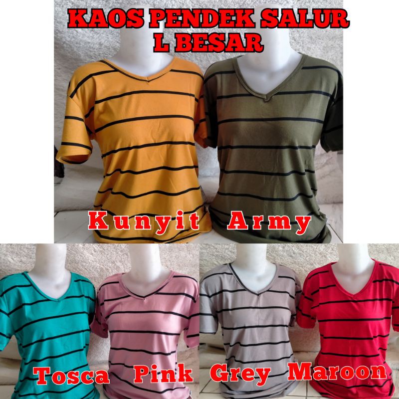 Kaos Wanita Salur Lengan Pendek Eles Premium