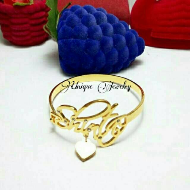 Gelang ukir nama lapis emas