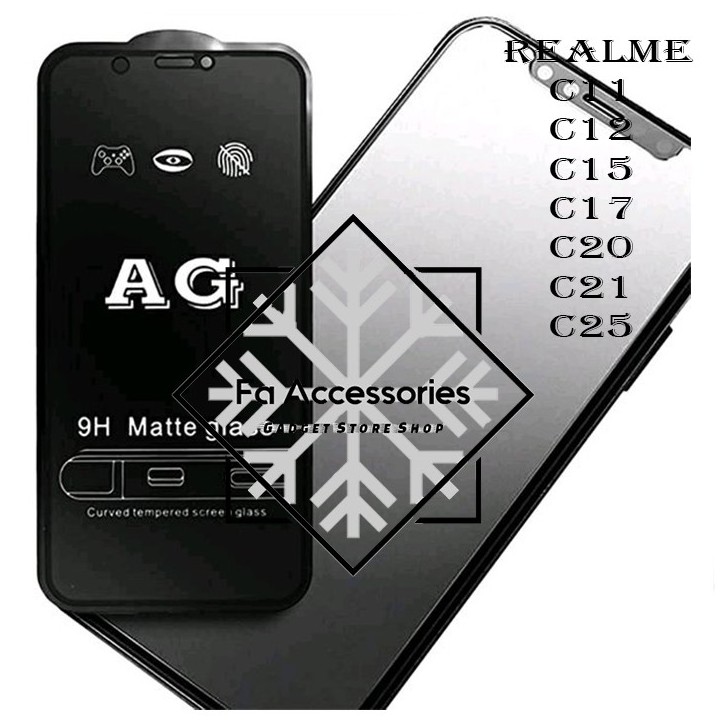 Fa Tempered matte glass Realme C11 c12 c15 c17 C20 C21 C25 C21Y C25S C31 C30 C35 C33 C30S C55 NFC Y S anti glear anti minyak