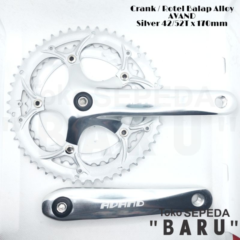TB - Crank / Rotel Balap Aloy AVAND Silver 52/42T x 170 mm
