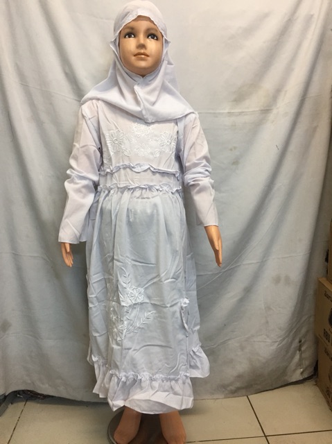 Stelan muslim anak gamis anak perempuan manasik haji umroh/gamisputihanak
