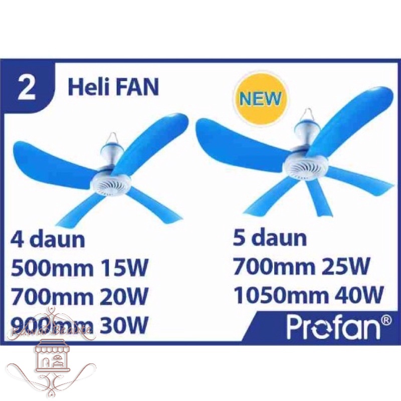 Profan Heli Mini Fan GANTUNG 15w 20w 30w 40w Watt/ Kipas Angin Gantung Langit Plafon Model Baling 15w 20w 30 Watt