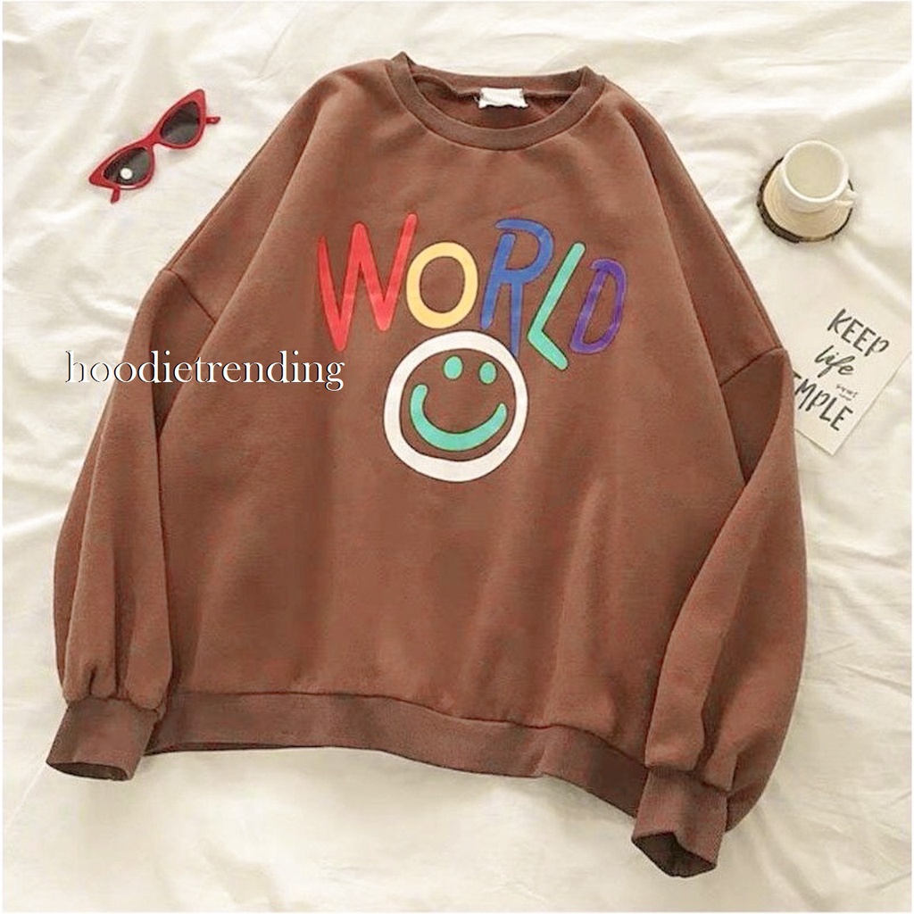 HODISO - Basic Sweater World Smile Size M-Xxl Unisex (Pria&amp;Wanita)