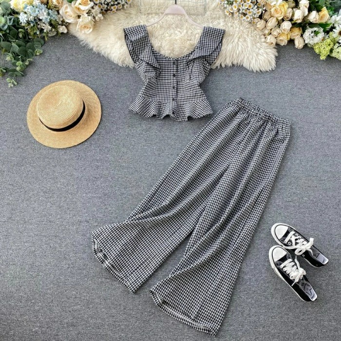 Baju Setelan Wanita Kekinian / Set Celana Gamila Moscrepe Trend 2 JX614 Setelan Kotak Sandria - Hi