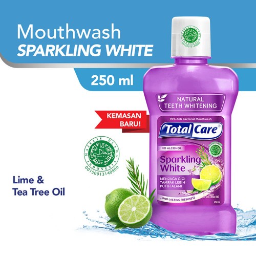 Jual Total Care Anti Bacterial Mouthwash Sparkling White 250 ml