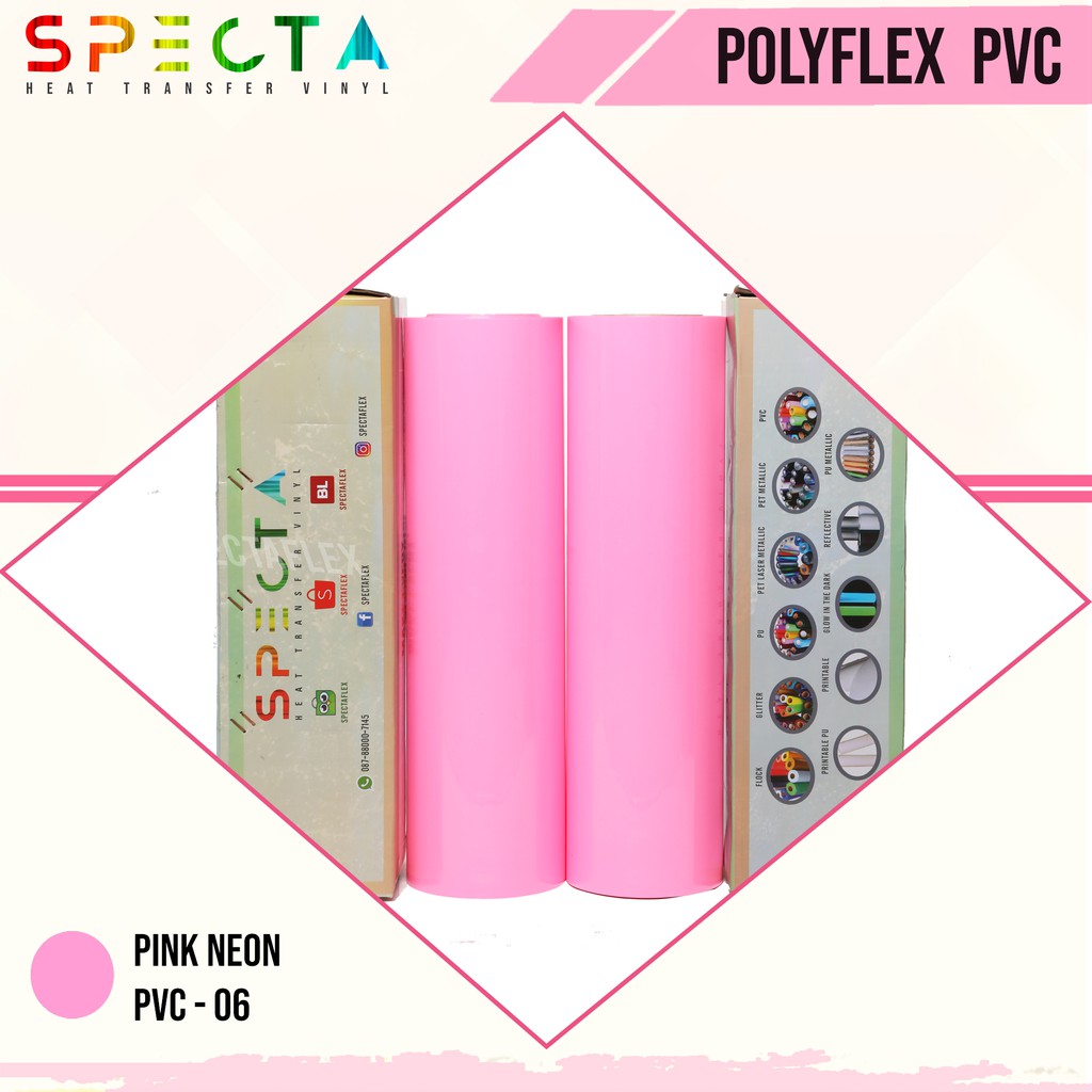 SPECTAFLEX POLYFLEX KOREA PVC-2 ROLL PINK NEON HTV VINYL - PVC HTV