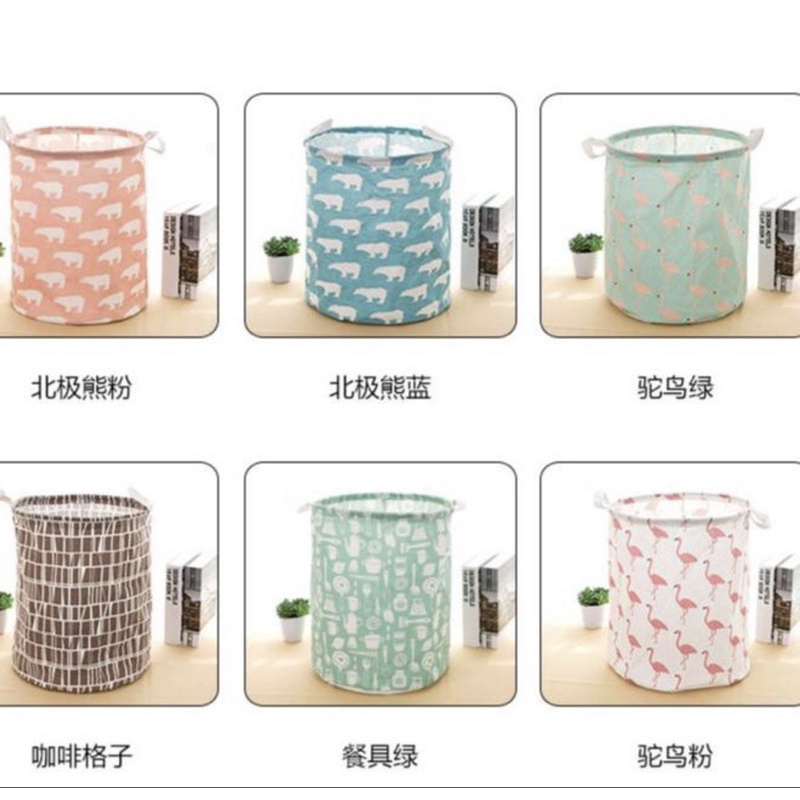 Keranjang Laundry Baju Kotor Motif Karakter Lipat Basket Storage Pakaian Hamper Bag Laundry