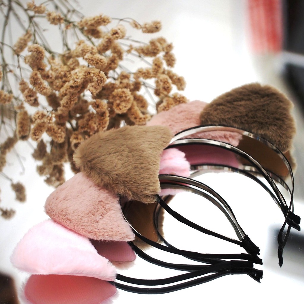 Bando Kuping Telinga Kucing Bahan Bulu Halus Lembut Korea Kualitas Premium Simple Lucu