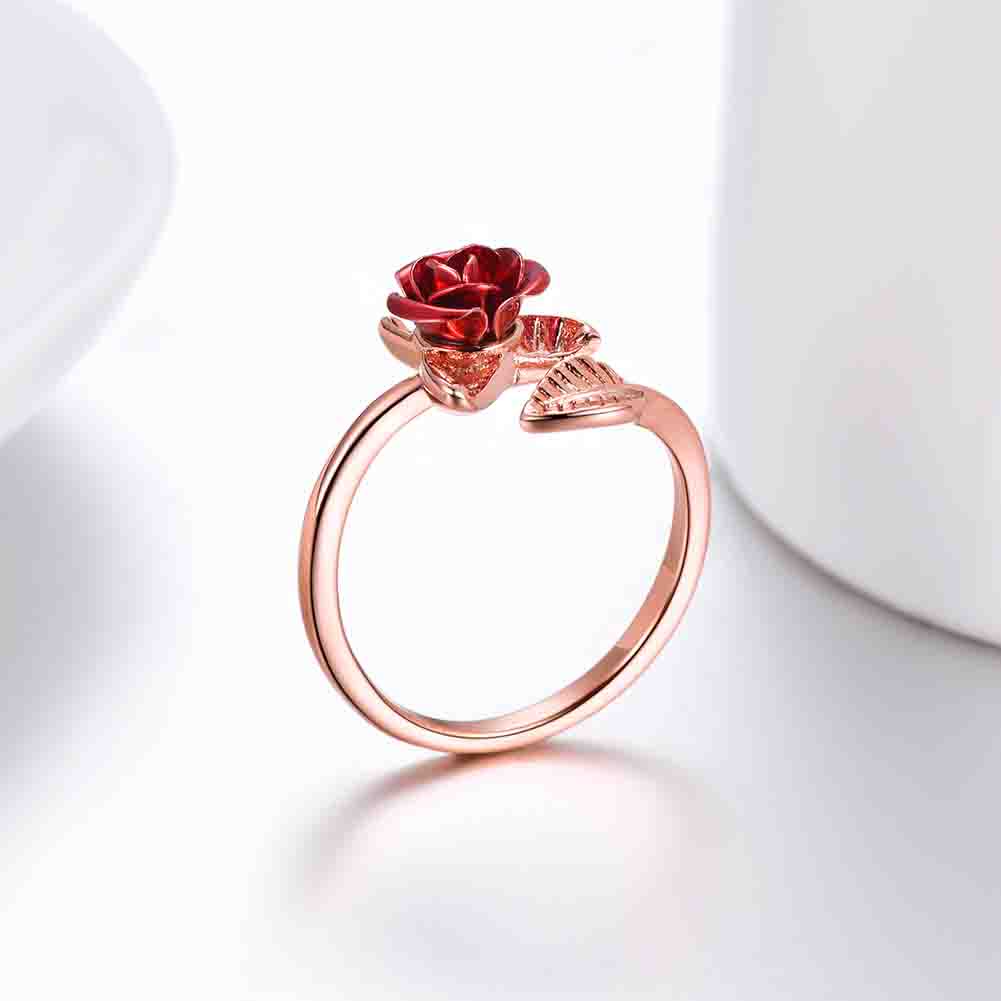 Huluboy Cincin Wanita Model Terbuka Desain Bunga Mawar Adjustable Untuk Pernikahanpertunanganhadiah