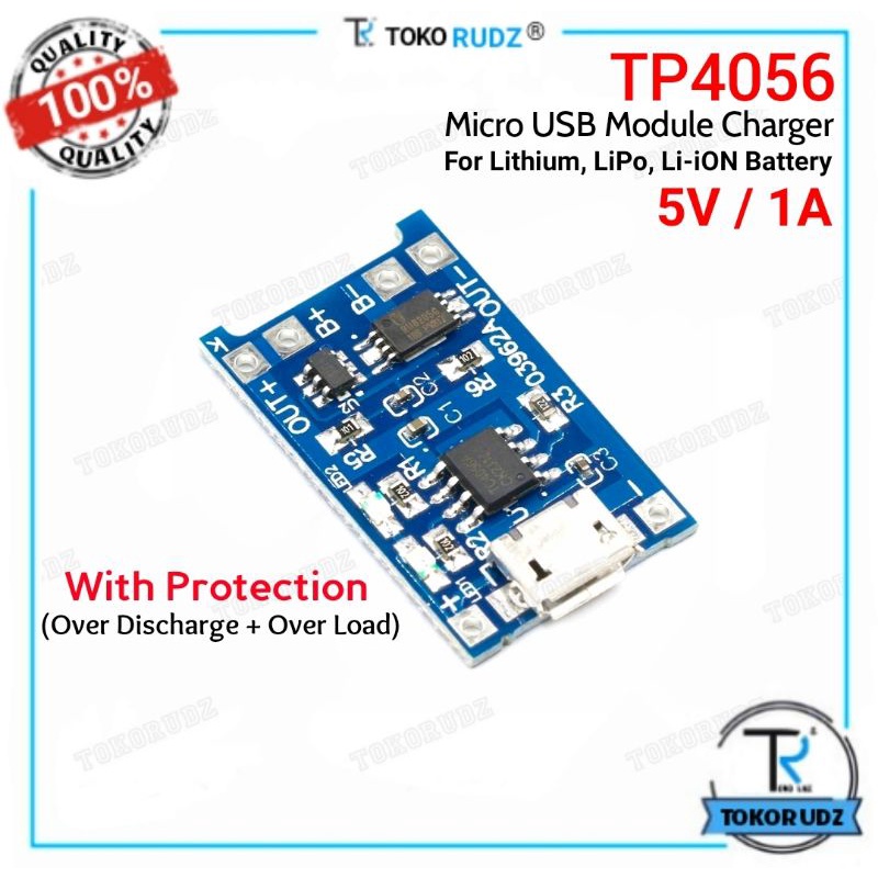 TP4056 Modul Proteksi Micro USB 5V 1A Baterai Protection Charger Batre Lithium TP4056A