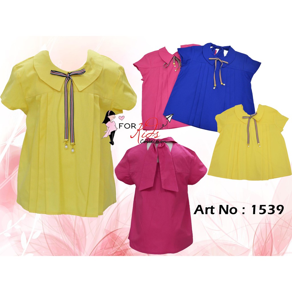 Blouse anak perempuan katun Rempel depan pita