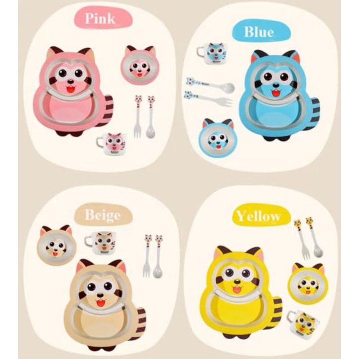 (Ganbaru) Set tempat makan anak lucu | baby feeding set food grade | set makan bayi MPASI BPA FREE