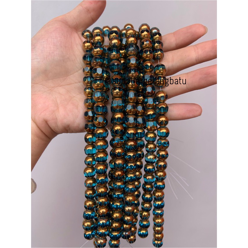 kristal BINGKAI GOLD 10mm biru tosca bahan spacer gelang kalung rangka