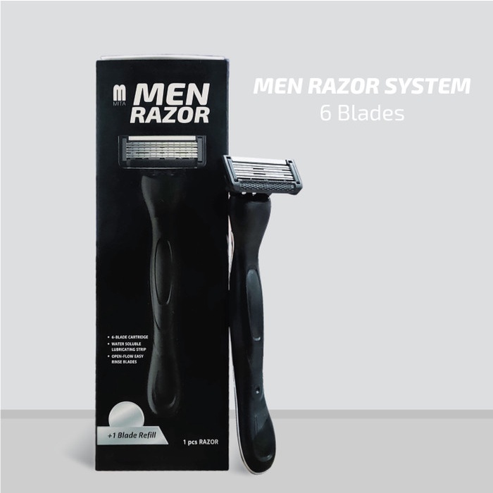 MEN Pisau Cukur System 6 Mata (1 Gagang &amp; 2 Cartridge)